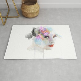 Watercolour Portrait of a girl Rug