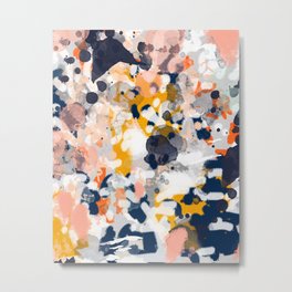 Stella - Abstract painting in modern fresh colors navy, orange, pink, cream, white, and gold Metal Print | Curated, Painting, Digital, Abstract, Pattern 