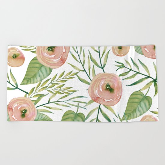 Country Rose Garden Beach Towel