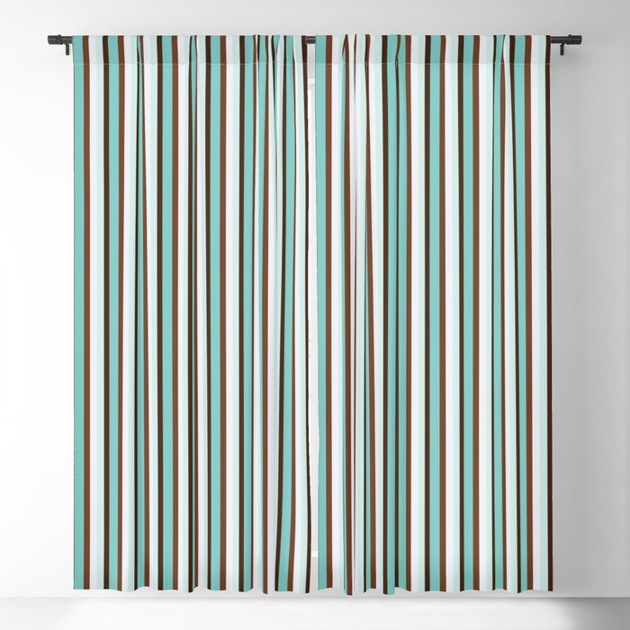 Chocolate and Mint Vertical Stripes in Pretty Tints of Teal and