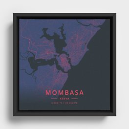 Mombasa, Kenya - Neon Framed Canvas