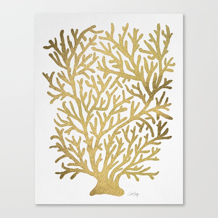 Gold Coral Canvas Print
