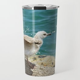 Seagull spreading wings by the Tyrrhenian sea | Amalfi coast, Italy Travel Mug