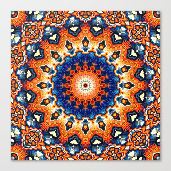 Geometric Orange And Blue Symmetry Canvas Print