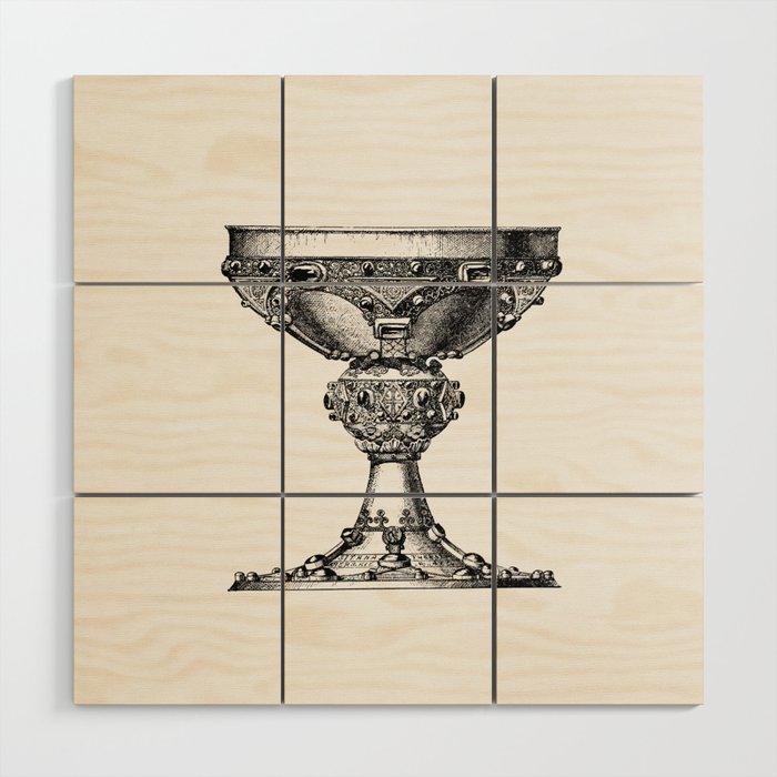 Vintage Victorian Style Goblet Engraving Wood Wall Art