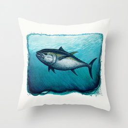 Bluefin Tuna ~ Watercolor Painting by Amber Marine,(Copyright 2016) Throw Pillow