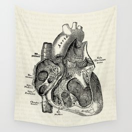 Vintage Anatomy Heart Medical Illustration Wall Tapestry