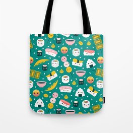 Happy sushi pattern Tote Bag