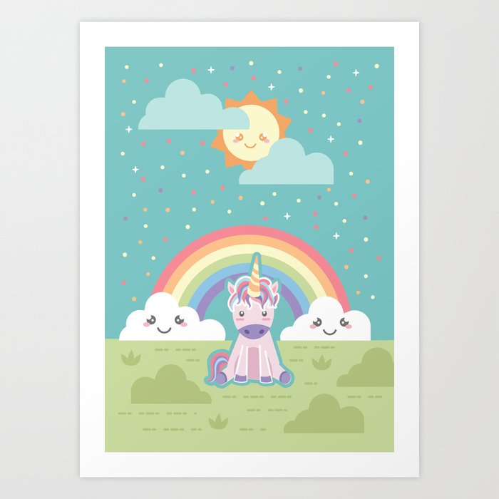 Unicorns + Rainbows Art Print