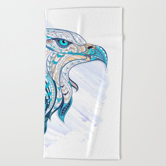 Blue Ethnic Eagle Beach Towel