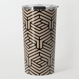 Brown Black Modern Cube Geometric Shape Pattern 2022 Color Trends Behr Basswood MQ2-46 Travel Mug