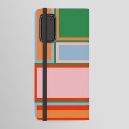 Striped Modular Bold & Colorful Geometric Pattern in Orange Green Light Blue Pink Android Wallet Case