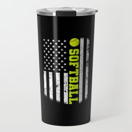 USA American Flag Softball Travel Mug