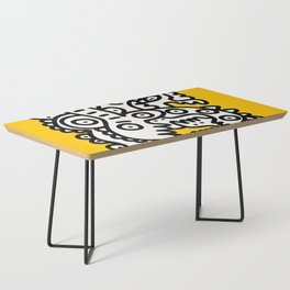 Black and White Cool Monsters Graffiti on Yellow Background Coffee Table