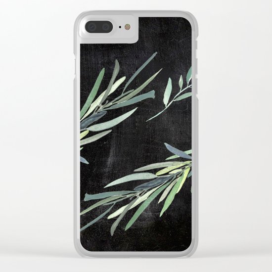 Eucalyptus leaves on chalkboard Clear iPhone Case