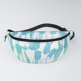 Turquoise and white watercolors messy strokes pattern Fanny Pack