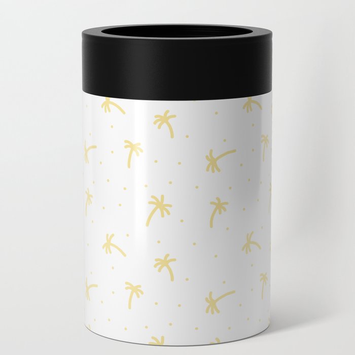 Beige Tan Doodle Palm Tree Pattern Can Cooler