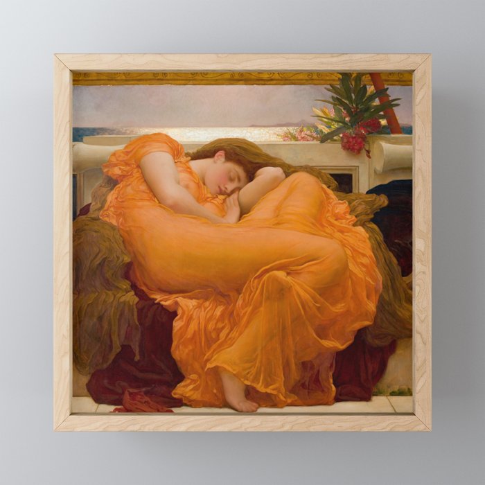Flaming June Oil Painting by Frederic Lord Leighton Framed Mini Art Print