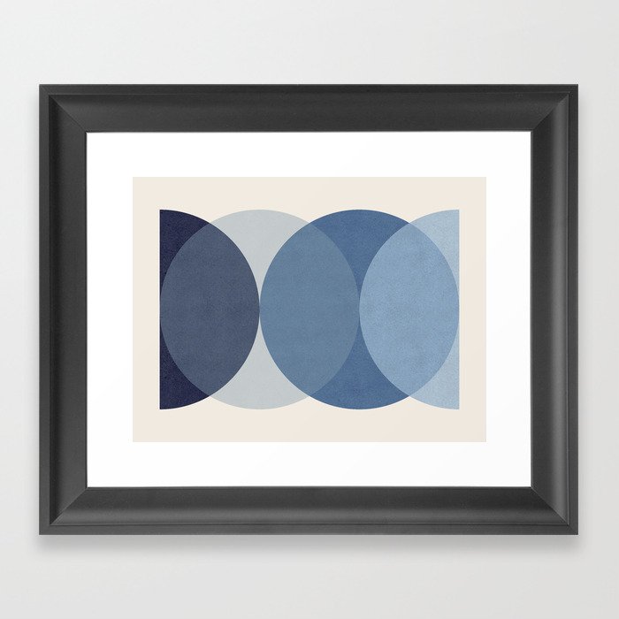 Circle Half-circle - Blue Framed Art Print