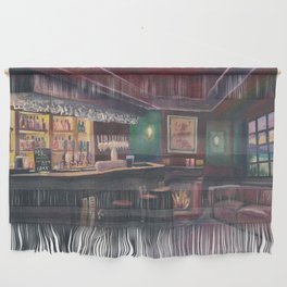 Pub Evening with Bar and Fireplace in Lonely Scottish Highlands Wall Hanging