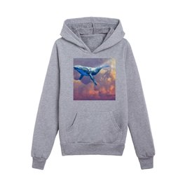 World Whale Watching in the Clouds Kids Pullover Hoodies
