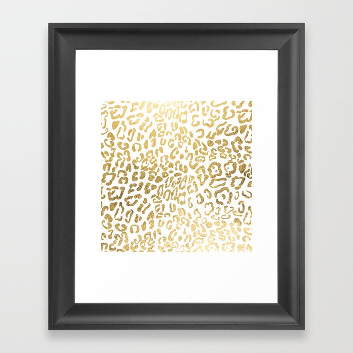 Modern Hipster Girly Gold Leopard Animal Print Framed Art Print