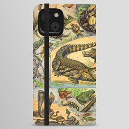 Reptiles Chart Nature Vintage Snake Turtle Alligator iPhone Wallet Case
