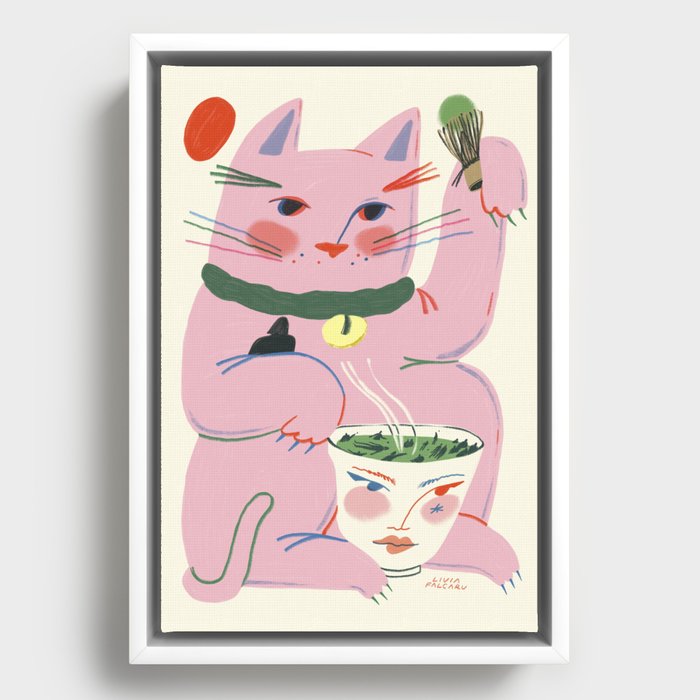 Matcha Neko Framed Canvas