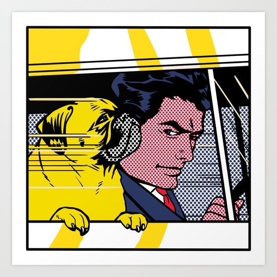 Pug In The Car Art Print