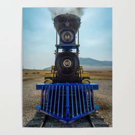 Central Pacific Jupiter Vintage Steam Locomotive Front View Poster