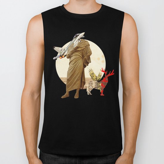 Statue statically + dog Biker Tank