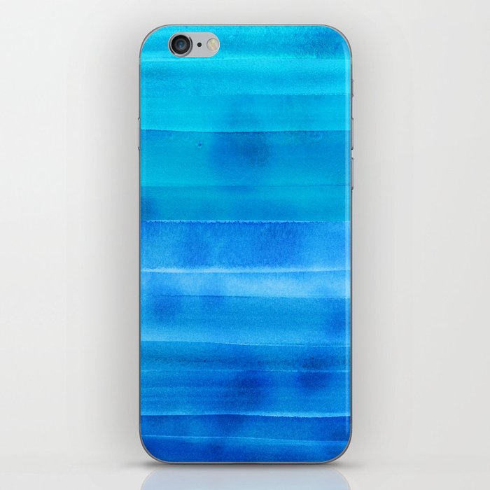 Abstract Ocean Sky | Blue Watercolor Stripe Pattern iPhone Skin
