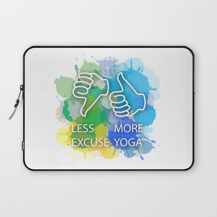 Yoga quotes Less excuse More yoga watercolor paint splatter	 Laptop Sleeve