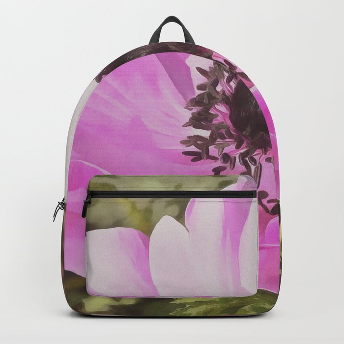 Artistic Pastel Pink Anemone Wildflower Backpack