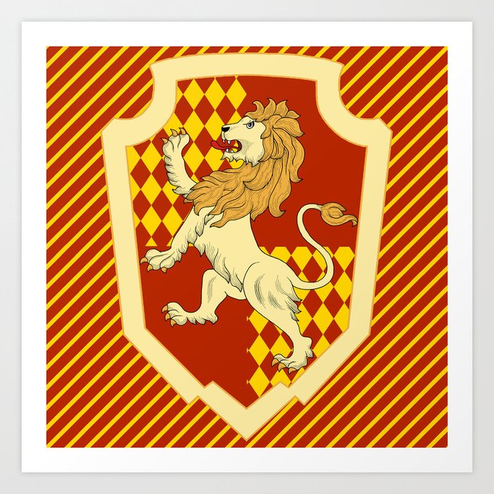 HP Striped Gryffindor house crest Art Print