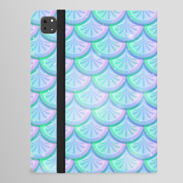 blue mermaid pattern, mermaid textures, mermaid sea iPad Folio Case