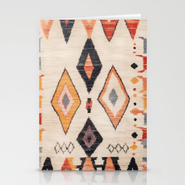 Moroccan Berber Rug Design No.38 - Multicolor, Ivory White Stationery Cards