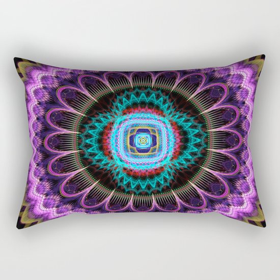 Groovy mandala with fantasy flower and tribal patterns Rectangular Pillow