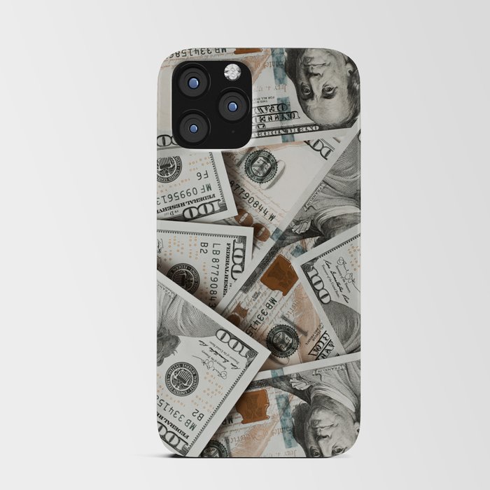 Money background of one hundred dollar bills iPhone Card Case