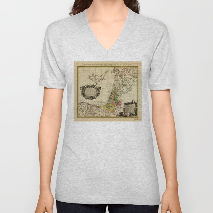 Map of Palestine (1744) V Neck T Shirt