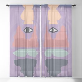 Purple cut out totem Sheer Curtain