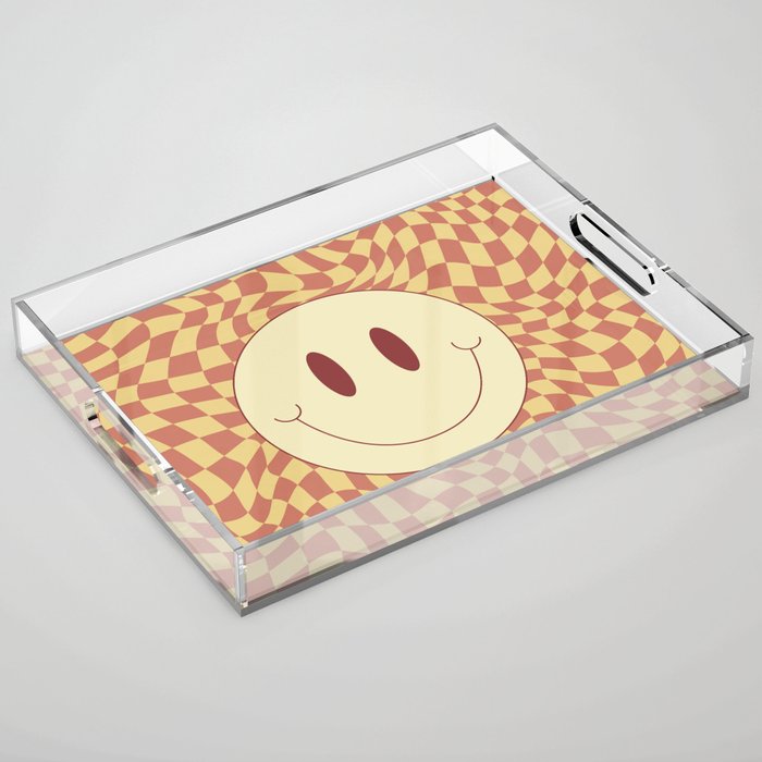 yellow and brown smiley Acrylic Tray