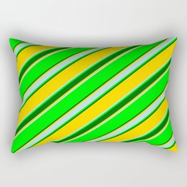 [ Thumbnail: Lime, Dark Green, Yellow & Powder Blue Colored Lines/Stripes Pattern Rectangular Pillow ]