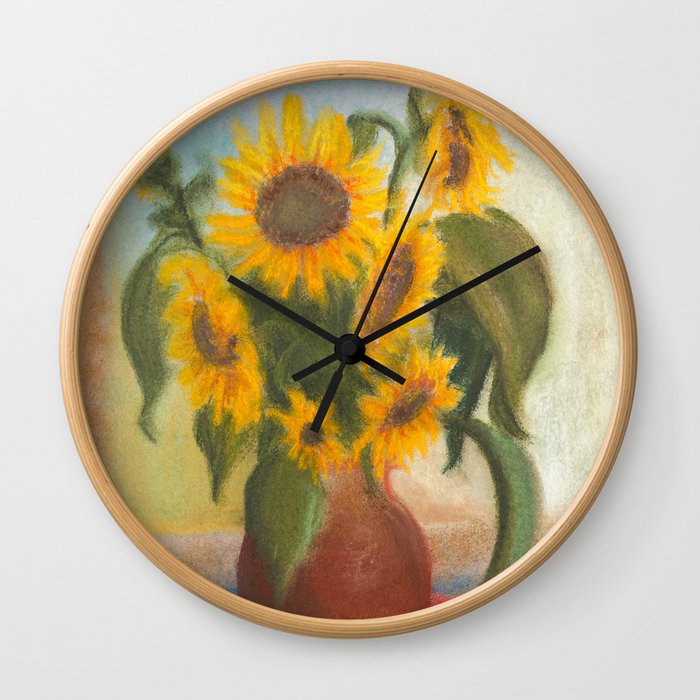 Sunflowers In A Vase Wall Clock