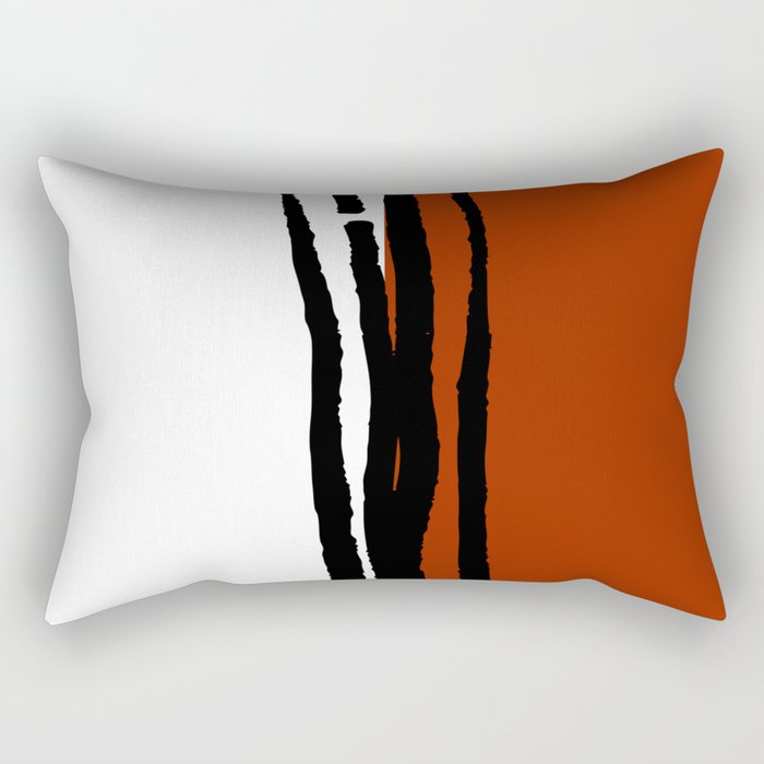 Abstract Line Art Black White Red Rectangular Pillow