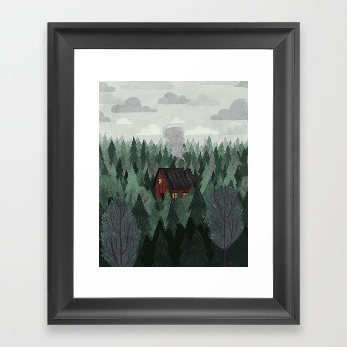 Cottage in the Woods Framed Art Print
