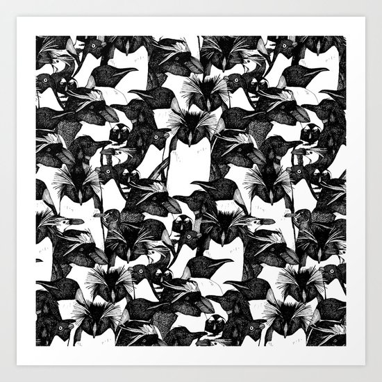 just penguins black white Art Print