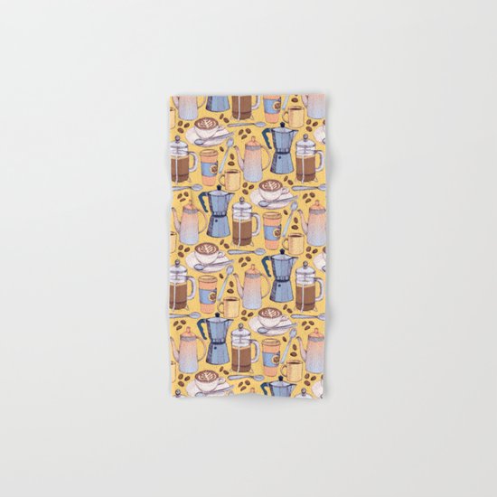 Coffee Love on Yellow Hand & Bath Towel