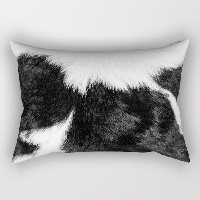 Farmhouse Cowhide in Black and White Rectangular Pillow