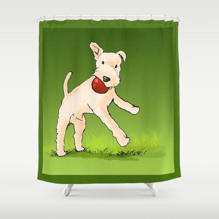 Terrier playing with ball Shower Curtain